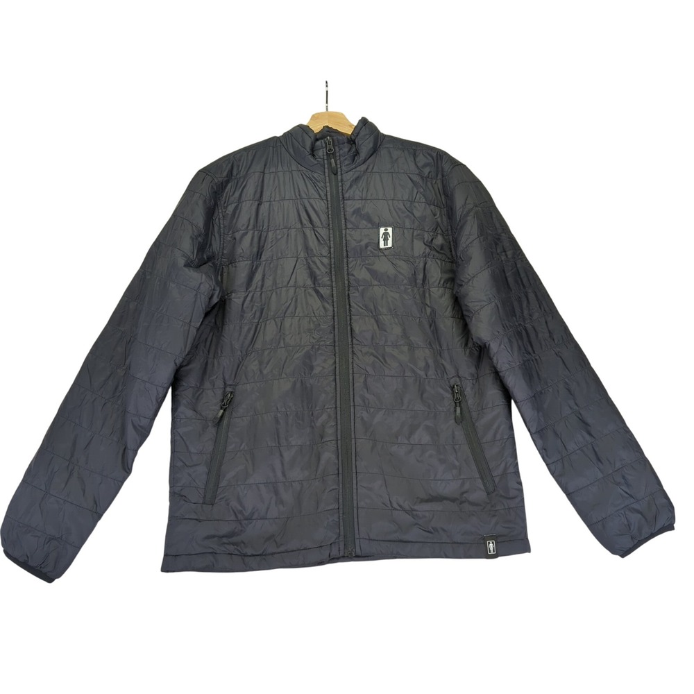 Girl Skateboards‎ Mens Black Quilted Puffer Jacket Full Zip Size Small